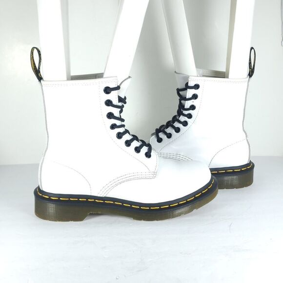 Dr. Martens Women's Pascal 1460 US6 White Leather Lace Up Ankle Combat Boots - Picture 8 of 15